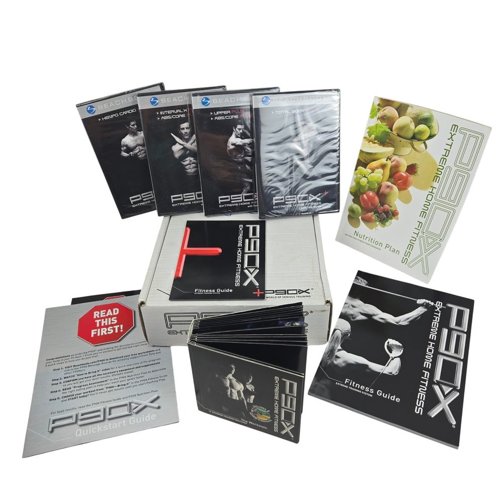 Beachbody P90X and P90X+ Extreme Home Fitness DVD Set w 2 Tony Horton Guides NEW